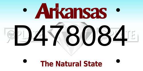 D478084 Arkansas License Plate