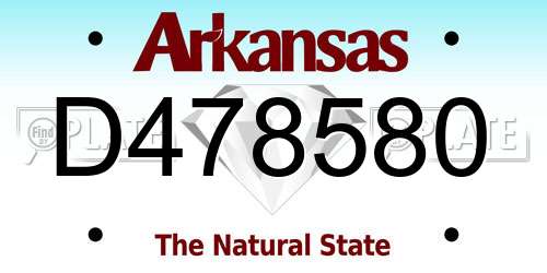 D478580 Arkansas License Plate