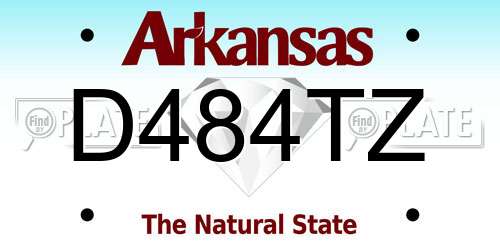 D484TZ Arkansas License Plate