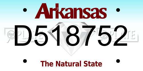 D518752 Arkansas License Plate
