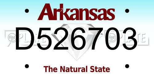 D526703 Arkansas License Plate