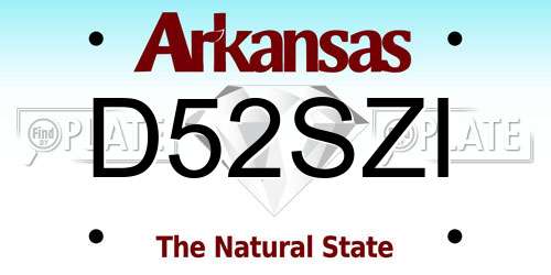 D52SZI Arkansas License Plate
