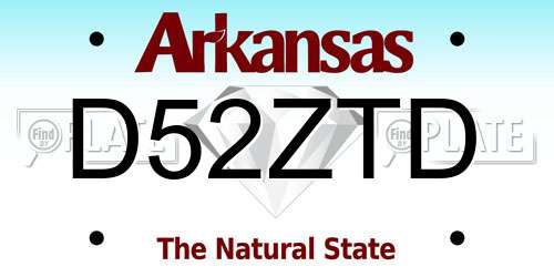 D52ZTD Arkansas License Plate