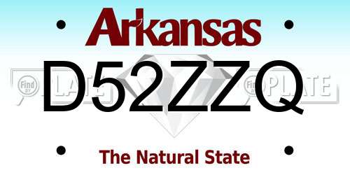 D52ZZQ Arkansas License Plate