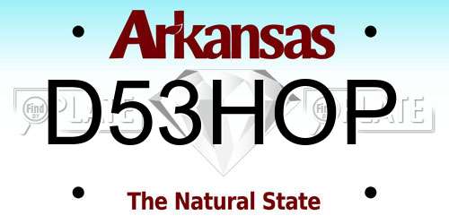 D53HOP Arkansas License Plate