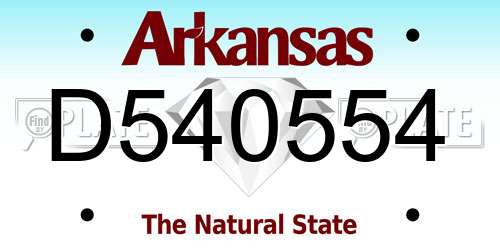 D540554 Arkansas License Plate