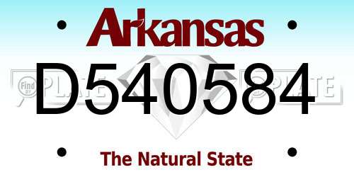 D540584 Arkansas License Plate