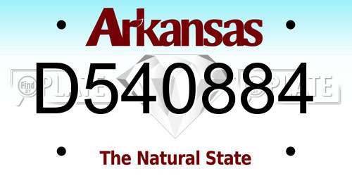 D540884 Arkansas License Plate