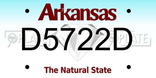 D5722D Arkansas License Plate