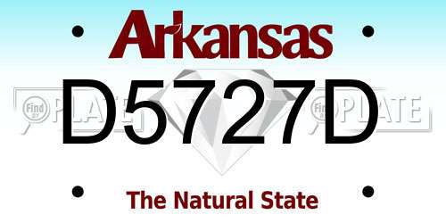 D5727D Arkansas License Plate