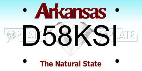D58KSI Arkansas License Plate