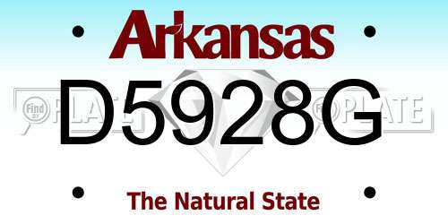 D5928G Arkansas License Plate