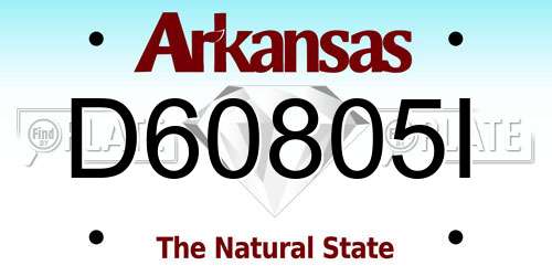 D60805I Arkansas License Plate