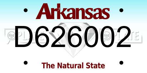 D626002 Arkansas License Plate