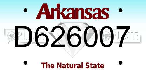 D626007 Arkansas License Plate