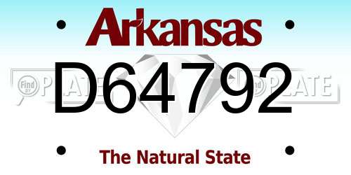 D64792 Arkansas License Plate