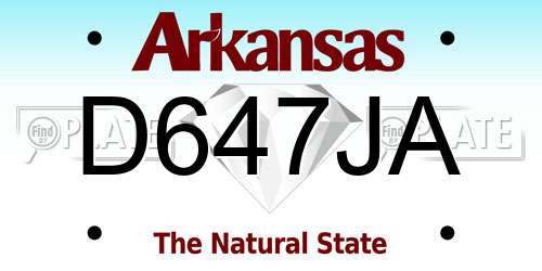 D647JA Arkansas License Plate
