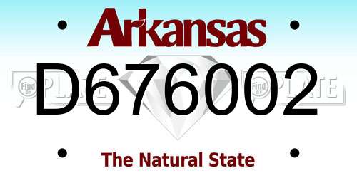 D676002 Arkansas License Plate