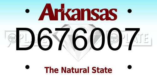 D676007 Arkansas License Plate