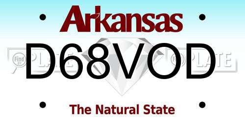 D68VOD Arkansas License Plate