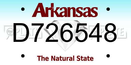 D726548 Arkansas License Plate