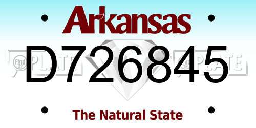D726845 Arkansas License Plate