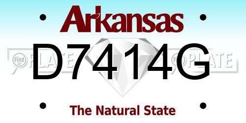 D7414G Arkansas License Plate