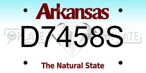D7458S Arkansas License Plate