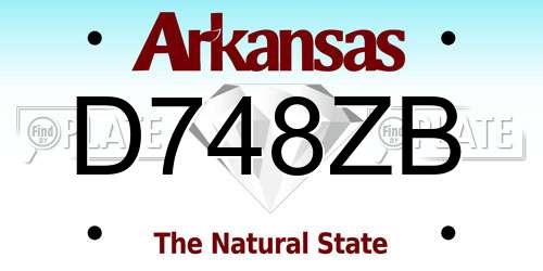 D748ZB Arkansas License Plate