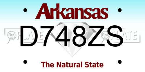 D748ZS Arkansas License Plate