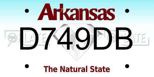 D749DB Arkansas License Plate