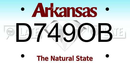 D749OB Arkansas License Plate