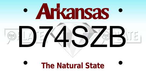 D74SZB Arkansas License Plate