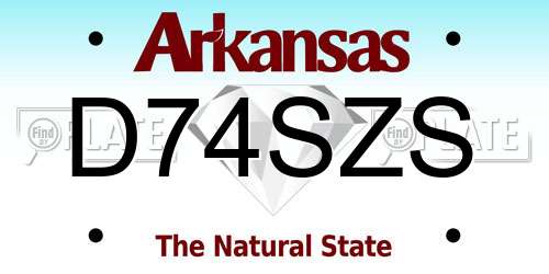 D74SZS Arkansas License Plate