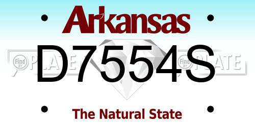 D7554S Arkansas License Plate