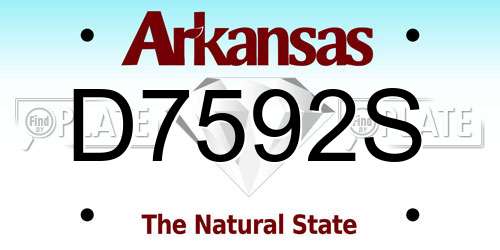 D7592S Arkansas License Plate