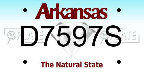 D7597S Arkansas License Plate