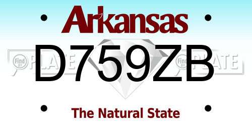 D759ZB Arkansas License Plate