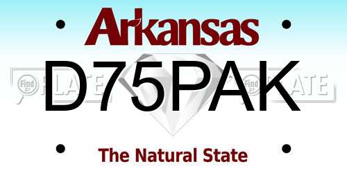 D75PAK Arkansas License Plate
