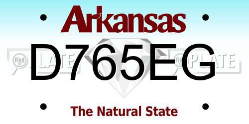 D765EG Arkansas License Plate