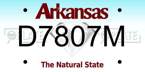 D7807M Arkansas License Plate