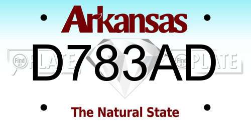 D783AD Arkansas License Plate