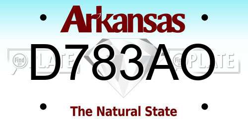 D783AO Arkansas License Plate