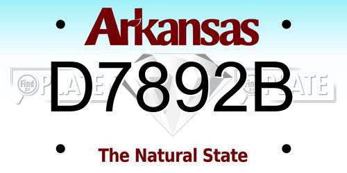 D7892B Arkansas License Plate
