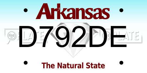 D792DE Arkansas License Plate