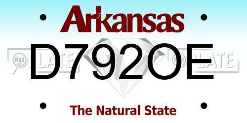 D792OE Arkansas License Plate