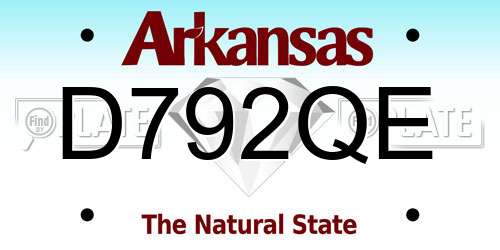 D792QE Arkansas License Plate