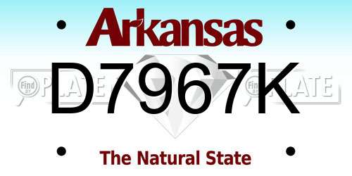 D7967K Arkansas License Plate