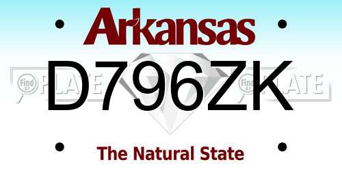 D796ZK Arkansas License Plate