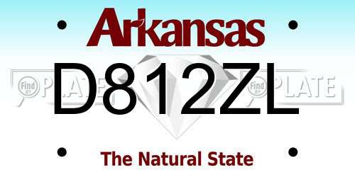 D812ZL Arkansas License Plate
